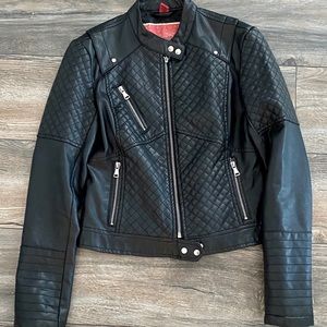 Faux leather moto jacket